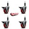 Service Caster 3.5'' Red Poly Swivel 1'' Expanding Stem Caster Set with Brake, 4PK SCC-EX20S3514-PPUB-RED-PLB-1-4 - alternate 4